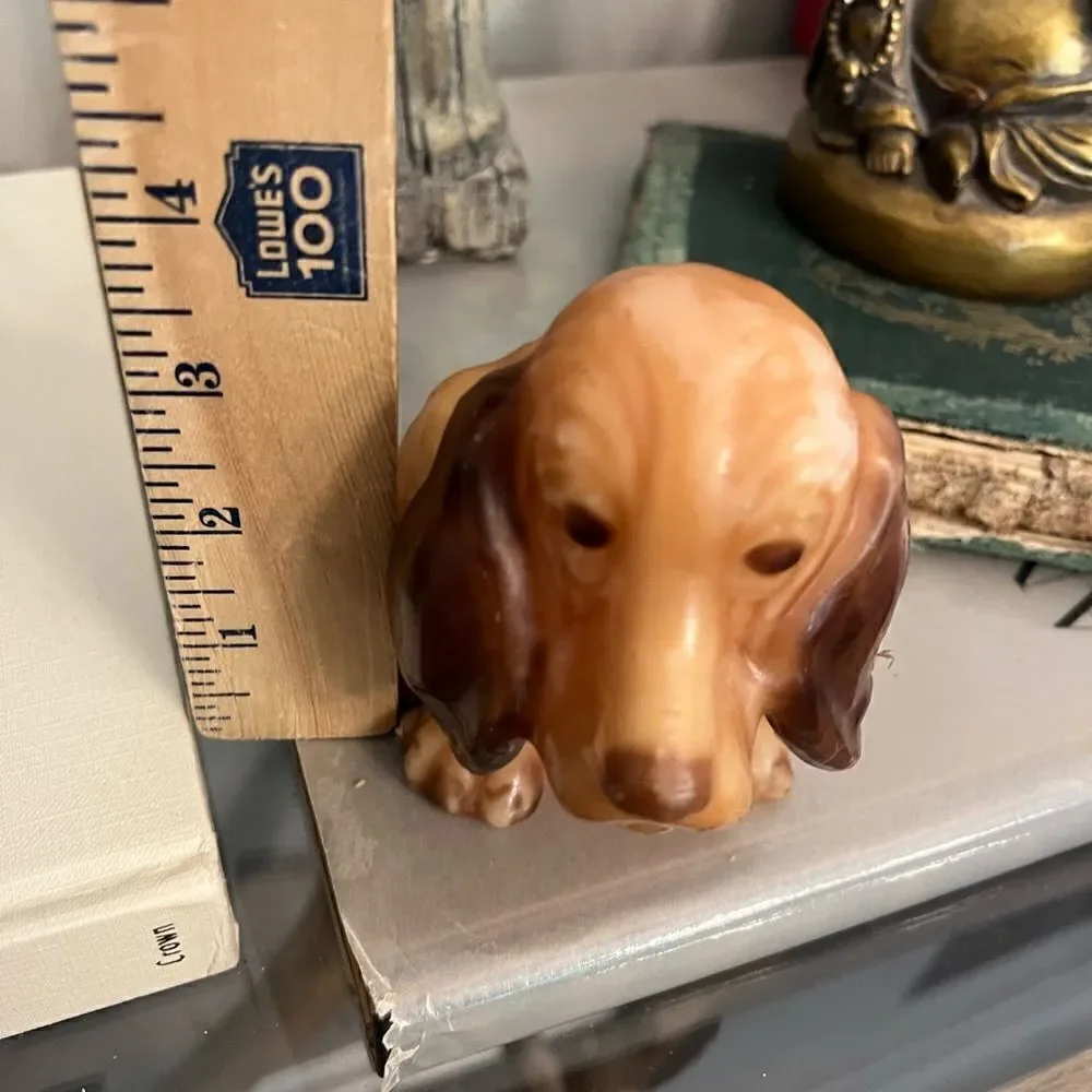 Vintage Bassett Hound Dog Wax Figure Candle Collectable Decorative Gloss Unlit